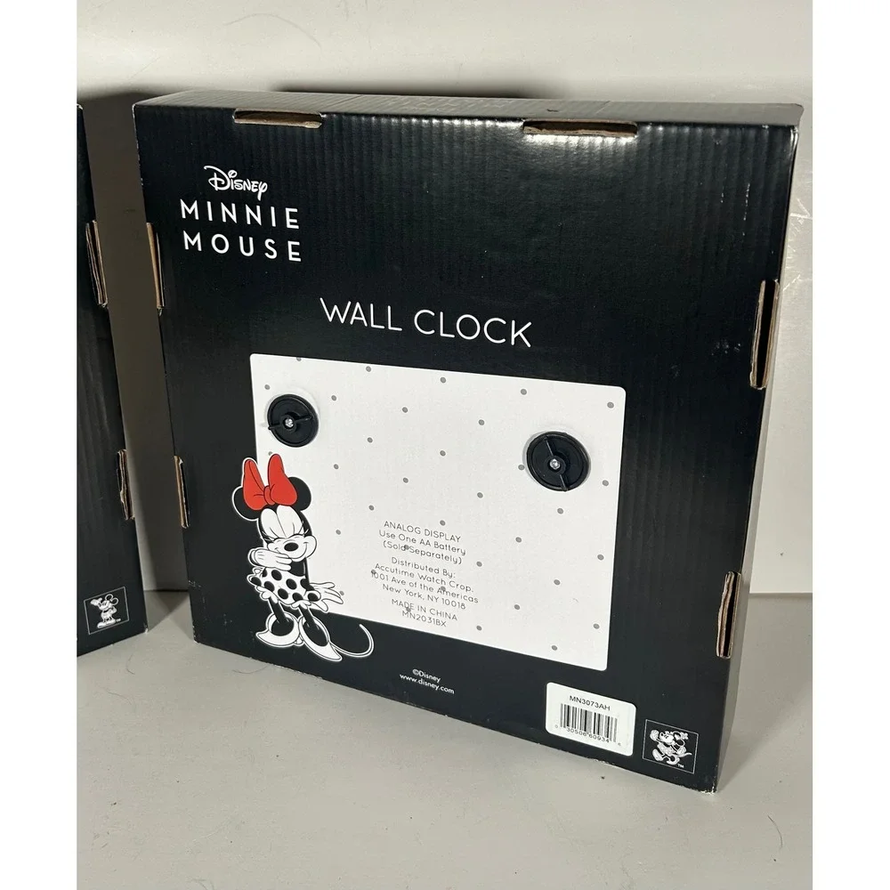 Disney Mickey and Minnie Mouse Wall Clock Set Vintage Style 10 Inch Analog NIB